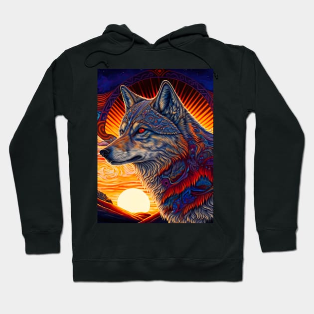 Wolf and the Golden Sky Hoodie by GozuDesigns